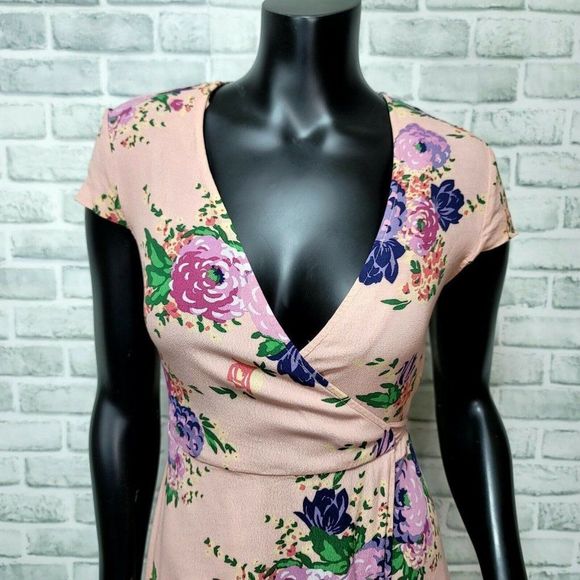 & Other Stories 4 Dusty Rose Pink Boho Floral‎ Wrap Tie Waist Summer Dress - Picture 3 of 12